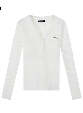 i.t GROUNDZERO2025秋冬白色半开领内搭开衫毛衣针织衫长袖上衣女