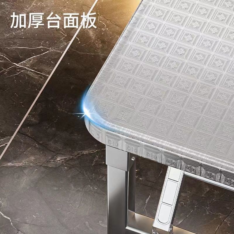 加厚不锈钢折叠桌便携式烧烤桌子户外摆摊夜市简易餐桌圆角小方桌