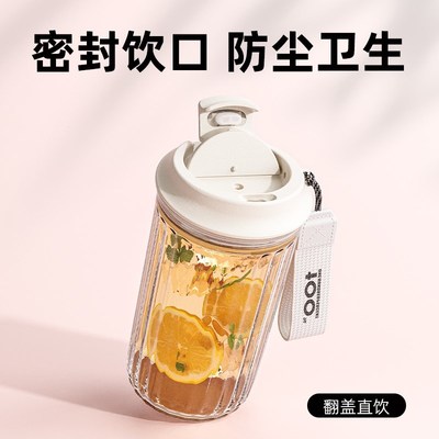 优选硅耐高温玻璃杯女高颜v值咖啡杯外带随行杯便携水杯带盖杯.