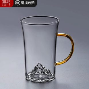 猴魁 泡茶个人办公带把绿茶杯杯专用喝水杯子玻璃家用耐热高档日式
