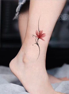 玉兰花纹身贴腹部手臂唯美国风