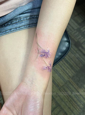 紫色鸢尾花纹身贴性感手腕小清新遮盖高级感贴纸防水持久浪漫纯欲