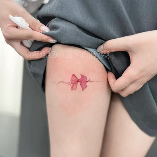 粉色蝴蝶结彩色纹身贴防水持久