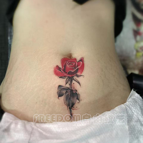 红玫瑰纹身贴纯欲大腿遮盖高级感