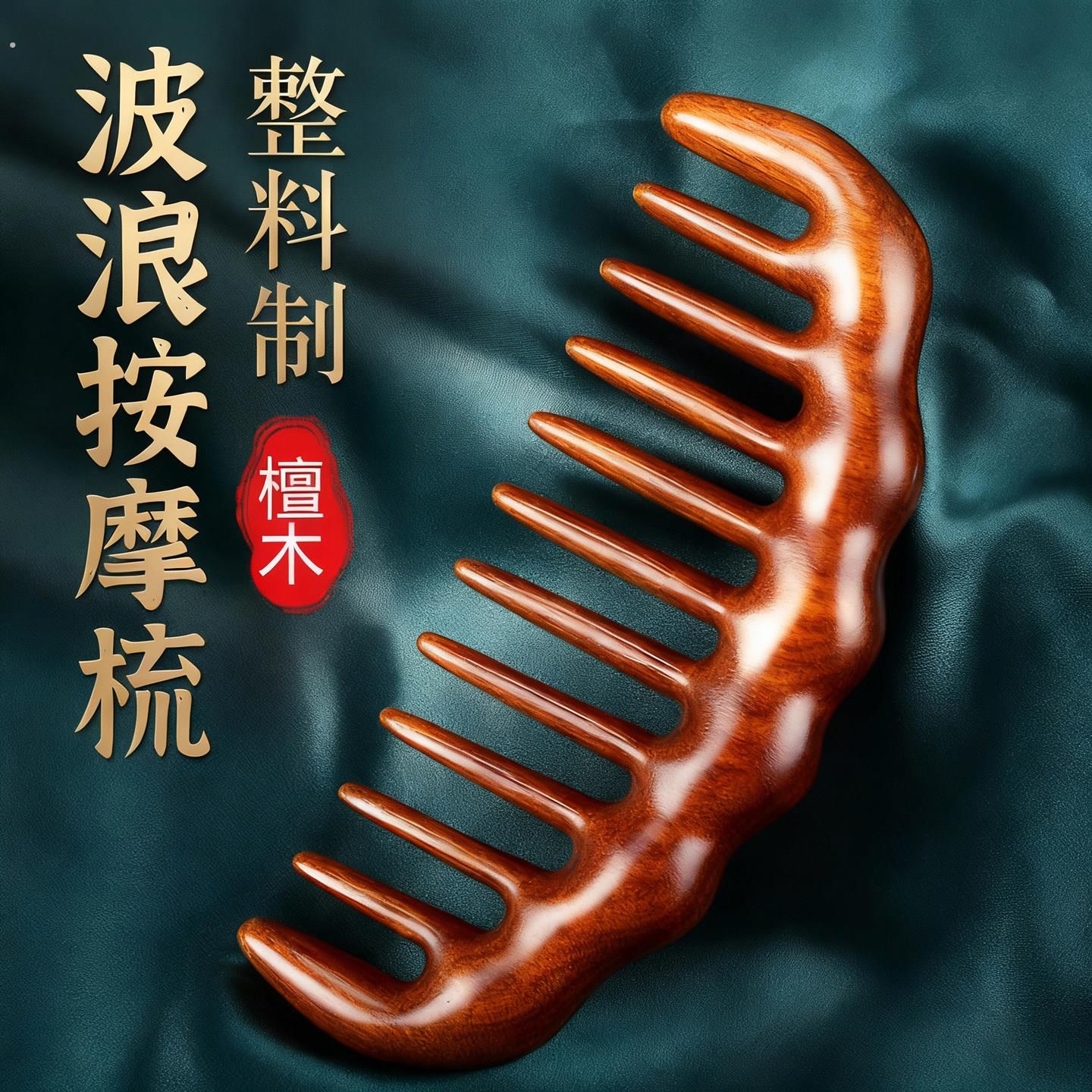 经络按摩檀木梳子长发专用宽齿设计男女适用烫染后护理梳