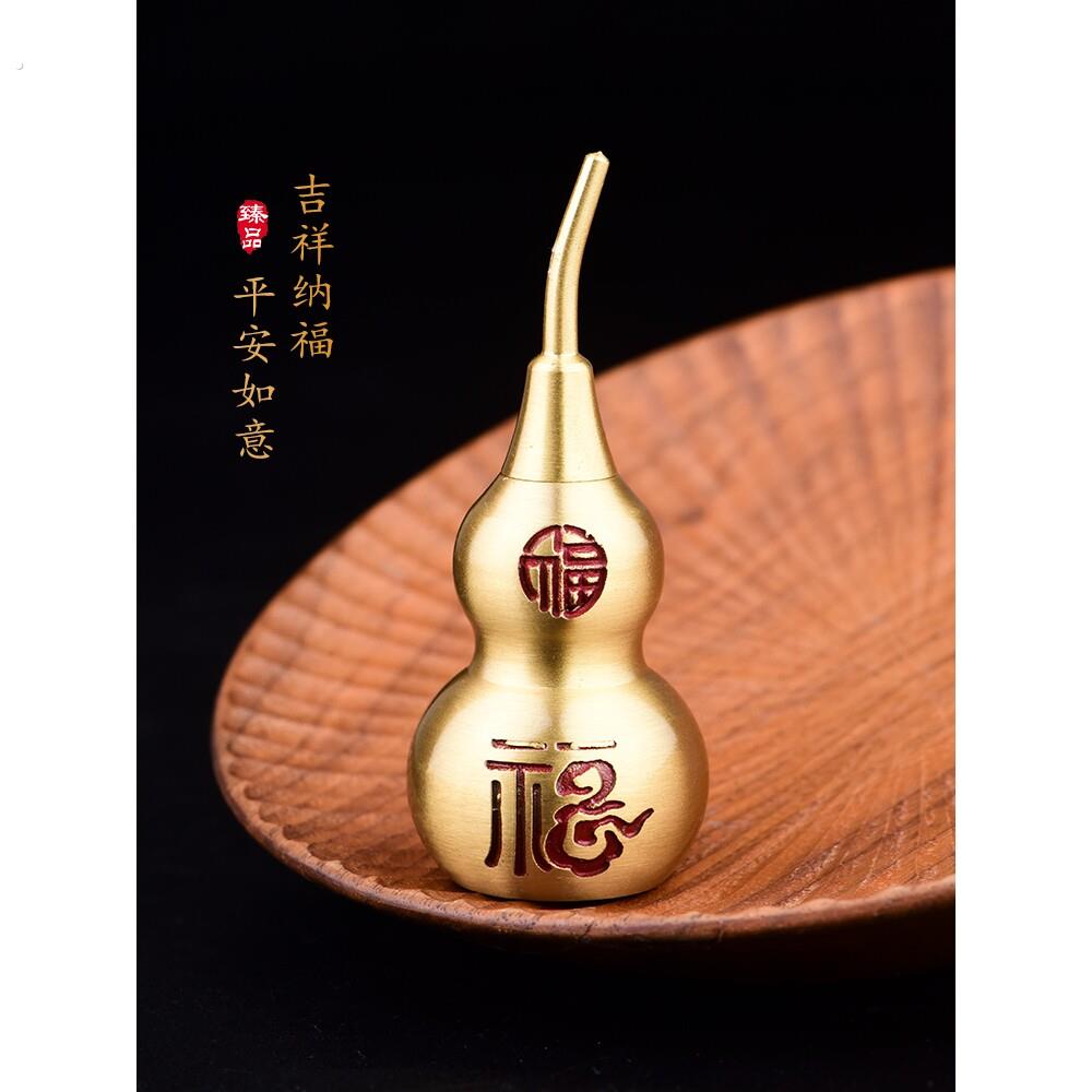 新加坡真黄铜空心百福葫芦摆件开盖开口小葫芦挂件家居装饰配件手