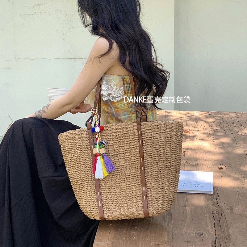 2024夏季新h款大容量单肩托特编织包小众设计休闲度假风沙滩草编,箱包皮具/热销女包/男包,托特包,淘宝优惠券,粉丝福利购,淘宝优惠卷