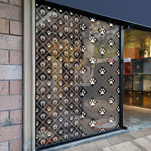 宠物会所宠物店足迹装饰底纹落地窗户玻H璃贴纸静电贴膜门贴纯白