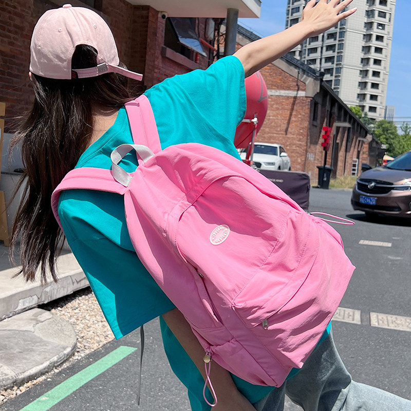 双肩包女旅游e轻便揹包高颜值小众多巴胺粉色女生书包上班族通勤