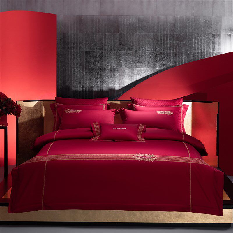 婚庆大红色结婚四件套全棉u刺绣婚礼床单被套婚房喜庆喜被床上用,床上用品,婚庆床品套件,淘宝优惠券,粉丝福利购,淘宝优惠卷