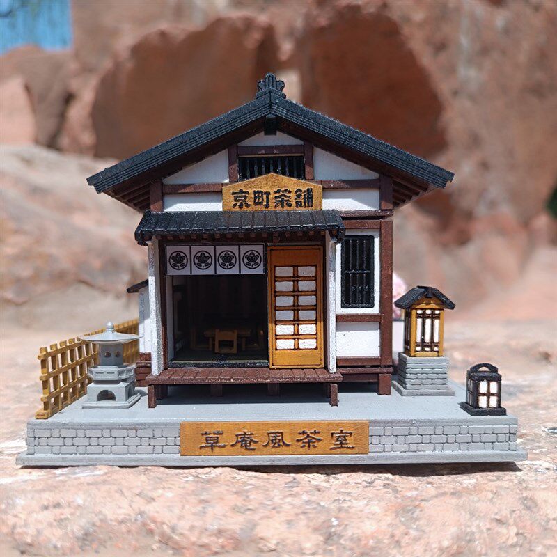茶室木制拼装模型全内构古建筑和风1:64微缩场景DIY手工掌上木屋