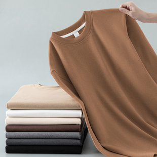 双面德绒t恤男士k长袖秋冬季保暖内搭加绒加厚打底衫圆领秋衣纯色