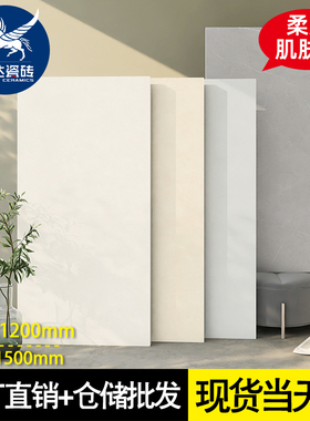 柔光肌肤釉微水泥瓷砖750x1500客厅地砖 600xP1200广东素色仿古砖