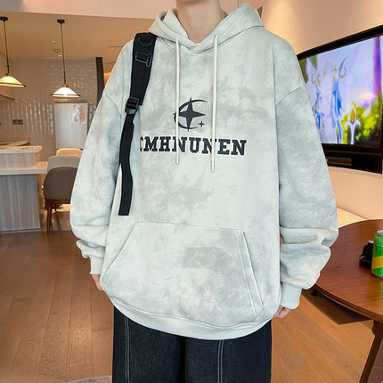 美式复古开衫外套女春秋水洗做旧连帽卫衣设计感小众宽松纯棉上衣
