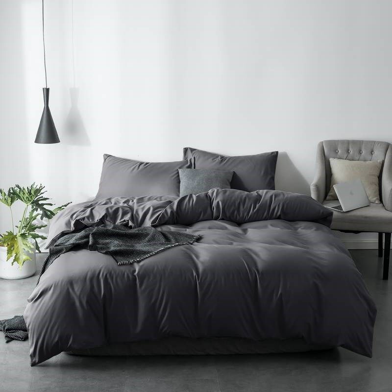 纯色纯棉四件套简约磨毛三件套1x.5网红全棉床单被套1.8m2床上用