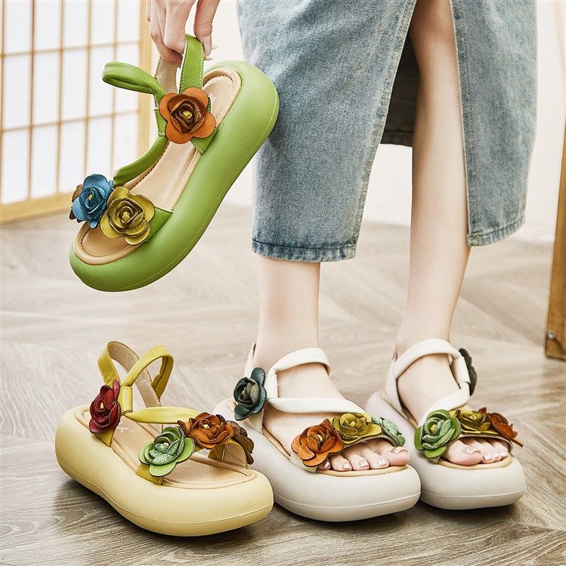 新中式小众高级h感气质软底女士个性凉鞋2025新款夏季编织妈妈鞋,女鞋,罗马凉鞋,淘宝优惠券,粉丝福利购,淘宝优惠卷