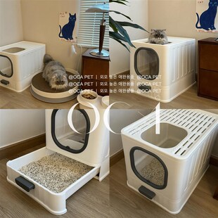 猫砂盆全封闭抽屉式防外溅超大号隔臭M猫砂盆猫厕所猫用品