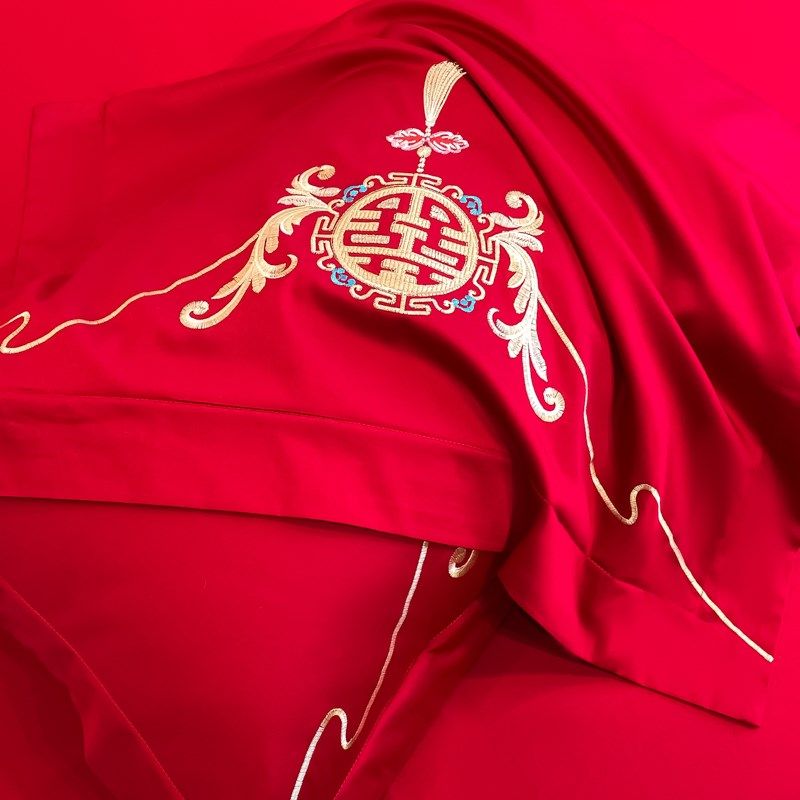 高级感新款结婚床上用品四x件套陪嫁新房被套红色喜被婚庆床单,床上用品,婚庆床品套件,淘宝优惠券,粉丝福利购,淘宝优惠卷