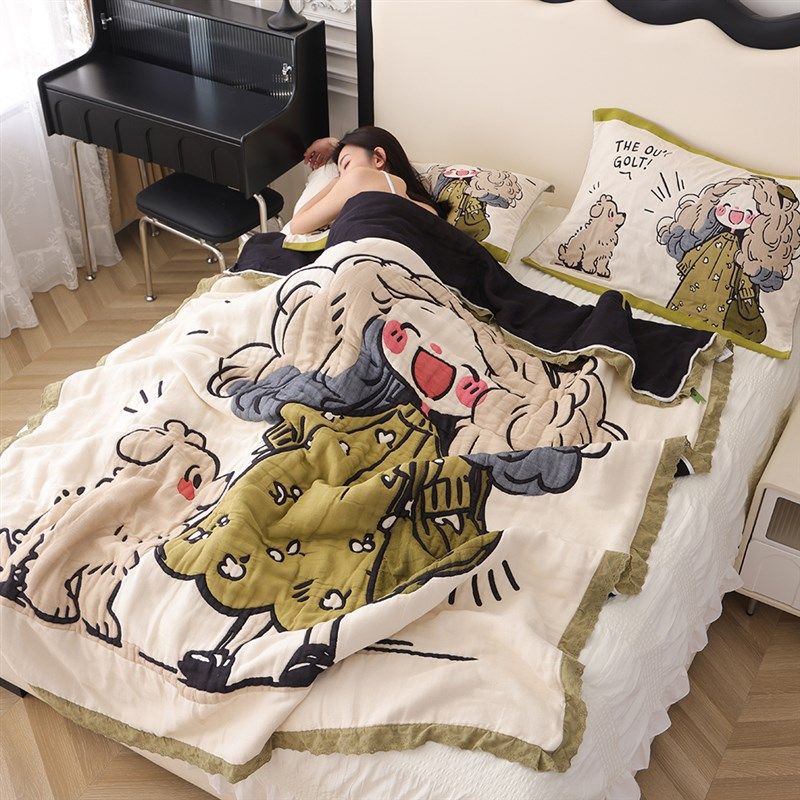 十层纱布盖毯子三件套吸汗透气加厚泡芙被全Q棉午睡提花毛巾被,床上用品,休闲毯/毛毯/绒毯,淘宝优惠券,粉丝福利购,淘宝优惠卷