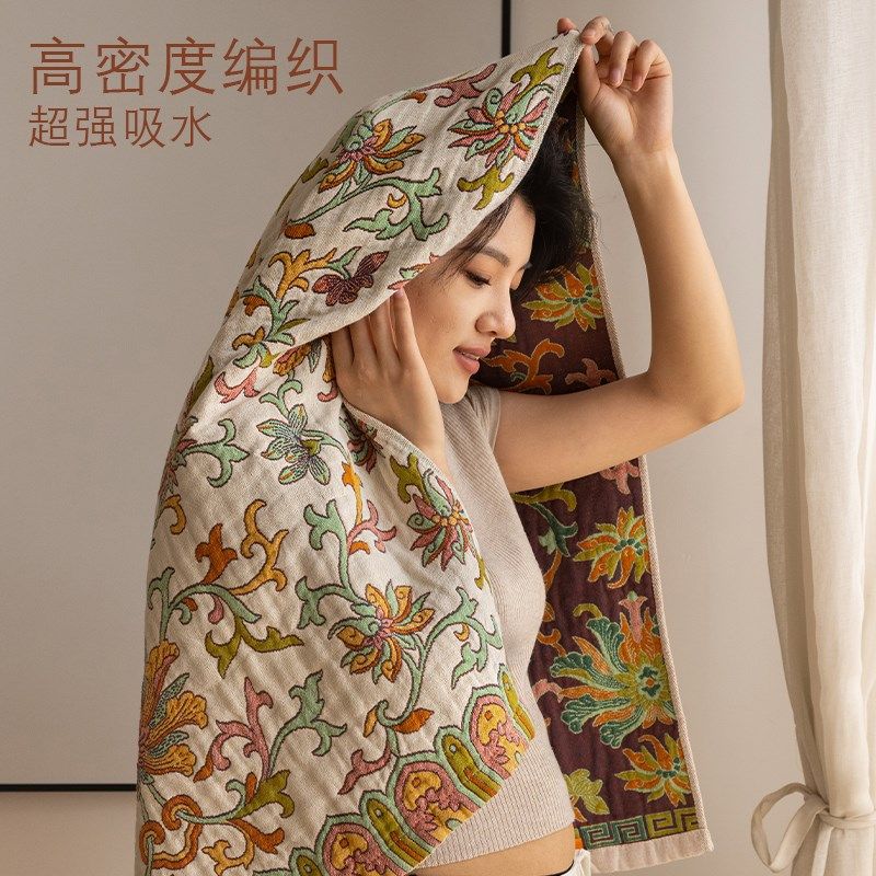 曼珠沙华a类四层纱布浴巾大人不D掉毛洗澡浴巾女款大尺寸国风,居家布艺,浴巾,淘宝优惠券,粉丝福利购,淘宝优惠卷