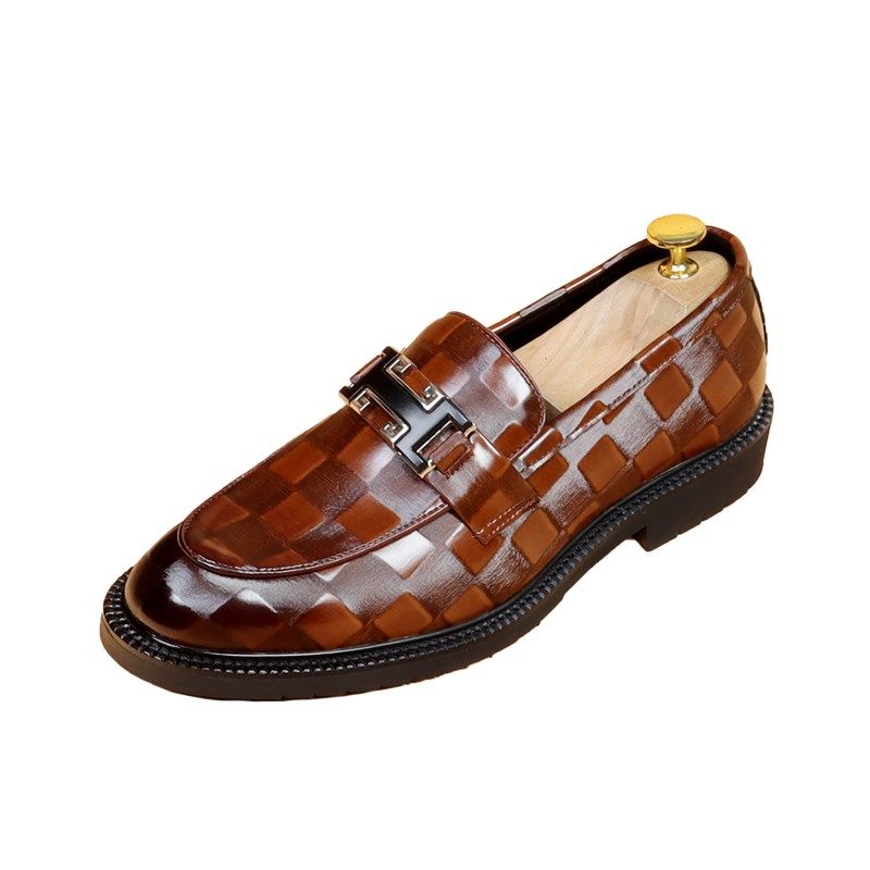 新款尖头皮鞋男韩版套脚增高豆豆鞋一脚蹬L休闲鞋金属扣发型师鞋,流行男鞋,休闲皮鞋,淘宝优惠券,粉丝福利购,淘宝优惠卷