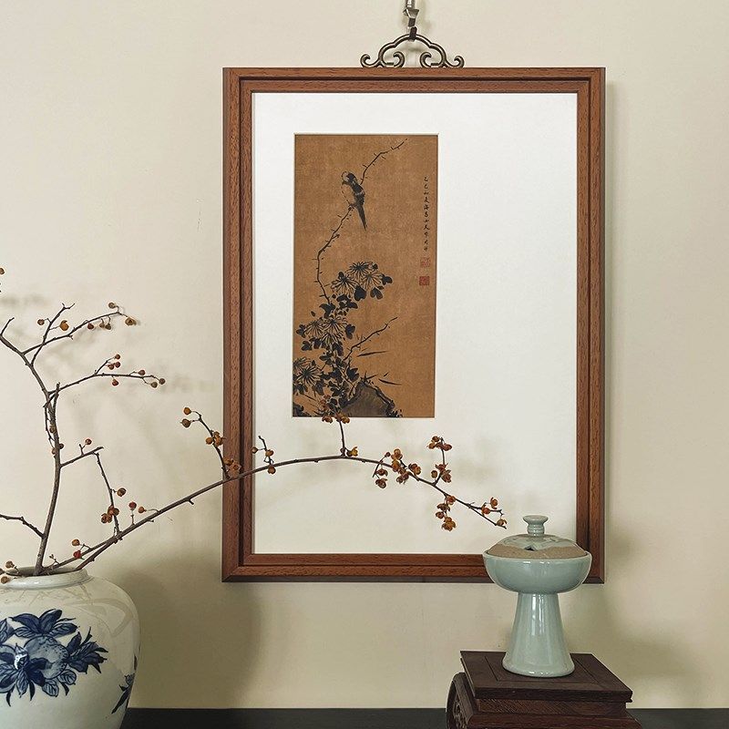 雀上枝头宋代美学新中式艺术装饰画客厅书房茶楼绢布Y祥云挂架挂,家居饰品,现代装饰画,淘宝优惠券,粉丝福利购,淘宝优惠卷