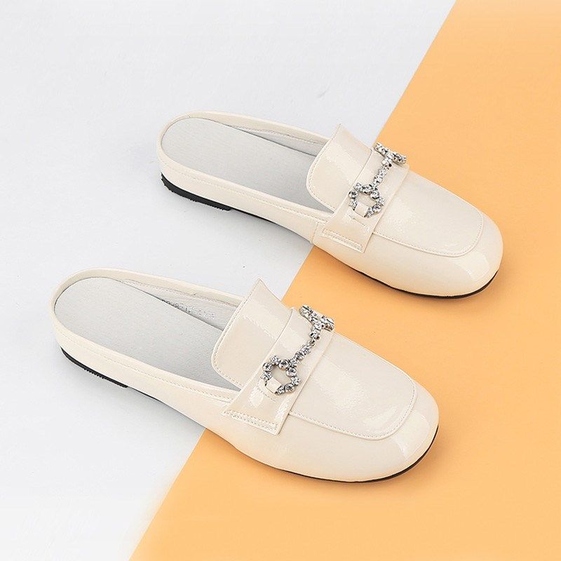 大码女鞋41到43夏季软皮半拖大号C包头凉拖漆皮平底皮拖外穿拖鞋4,女鞋,包头拖,淘宝优惠券,粉丝福利购,淘宝优惠卷