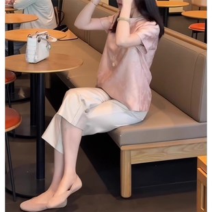 小个子显高显瘦八分 新中式 国风c缎面醋酸直筒裤 女夏薄款 2025新款