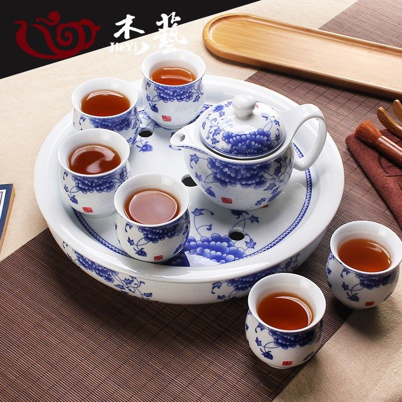 茶具套装整套陶瓷防烫双层杯w家用功夫茶具白瓷青花瓷茶壶茶杯茶