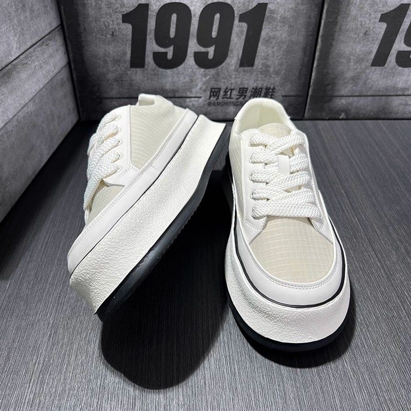 男鞋2025春秋季新款潮流百搭低帮板鞋厚底增高透气V布面运动休闲,流行男鞋,休闲板鞋,淘宝优惠券,粉丝福利购,淘宝优惠卷