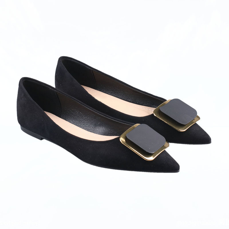 单鞋女2021春秋新款方扣尖头百D搭豆豆鞋浅口软底黑色平底瓢鞋,女鞋,浅口单鞋,淘宝优惠券,粉丝福利购,淘宝优惠卷