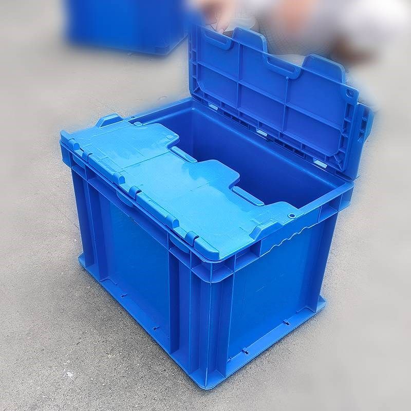 加厚标准可堆式物流周转箱v带盖塑料盒运输储物箱汽车配件箱收纳