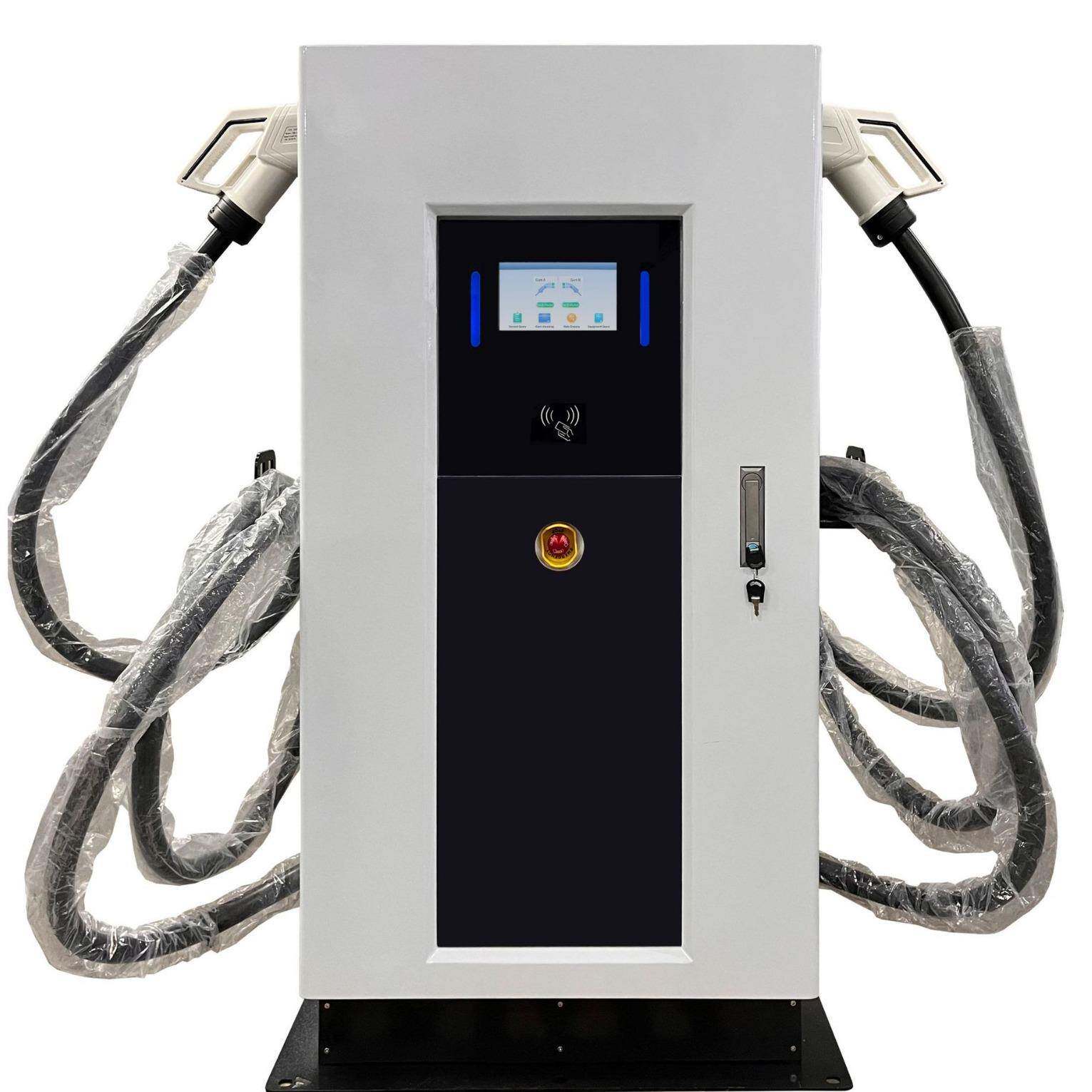 刷卡网络ocpp国标欧标双枪落地60kw大功率直流电动汽车充电桩