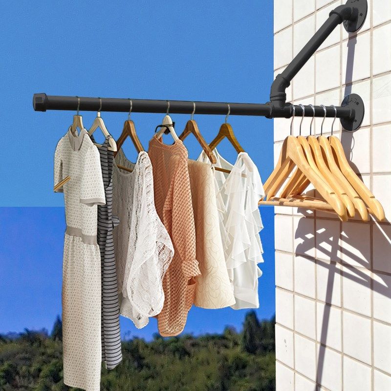 晾衣杆阳台固定式飘窗晒衣架墙上壁挂侧装免打孔家用挂衣架,收纳整理,晾晒杆,淘宝优惠券,粉丝福利购,淘宝优惠卷