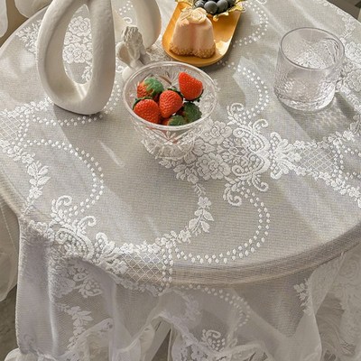 法式奶油风蕾丝荷叶边桌布欧式宫廷风茶几布床头柜盖巾仙女台布