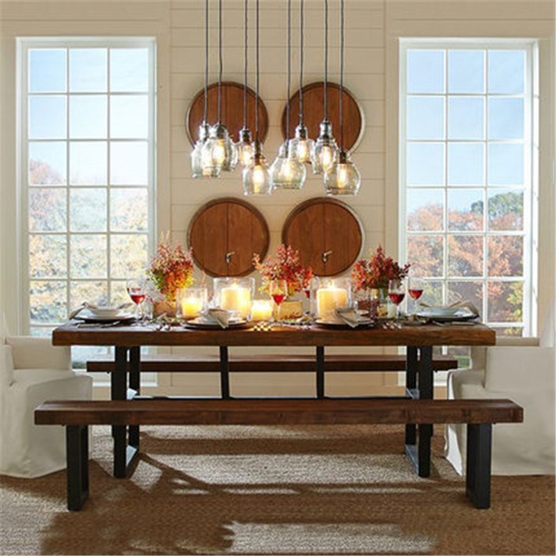 实木餐桌椅小户型家用吃饭方桌子饭厅饭店复古歺桌长方形饭桌