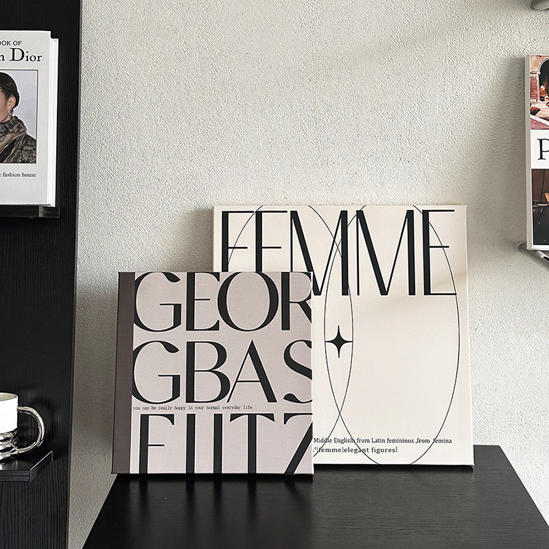 客厅装饰画沙发背景落地字母画in风极简抽象高级感玄关挂画