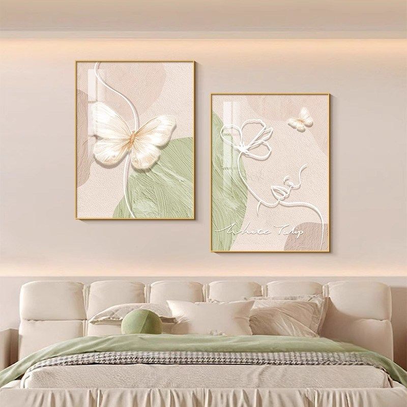 奶油风卧室床头装饰画抽象人物线条挂画高档卧房间壁画墙画,家居饰品,现代装饰画,淘宝优惠券,粉丝福利购,淘宝优惠卷