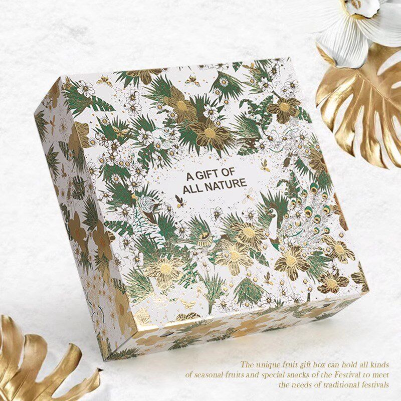 中秋创意烫金水果礼品盒斤装丛林自然风包装盒礼盒空盒子
