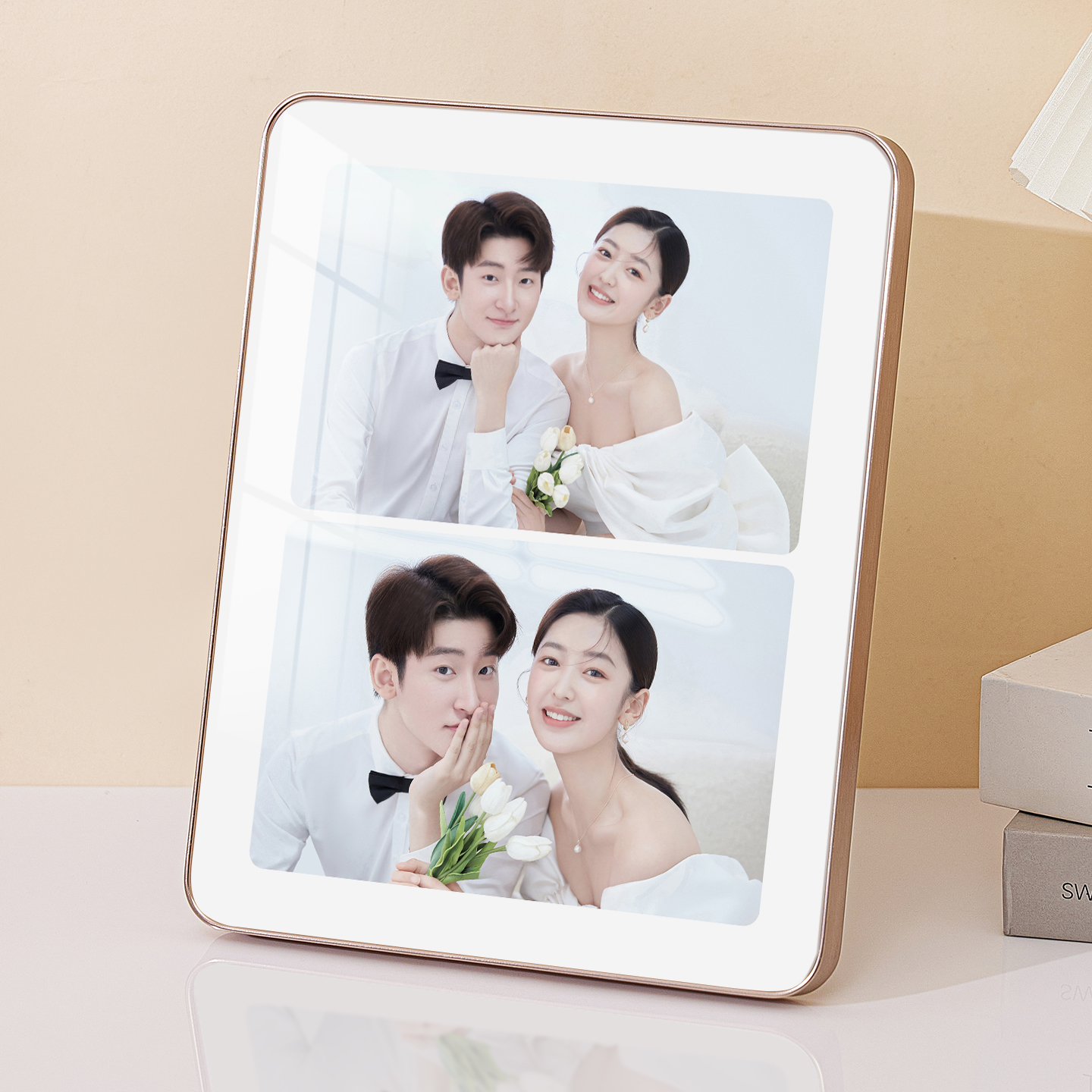 结婚照相框摆台定制两宫格加照片