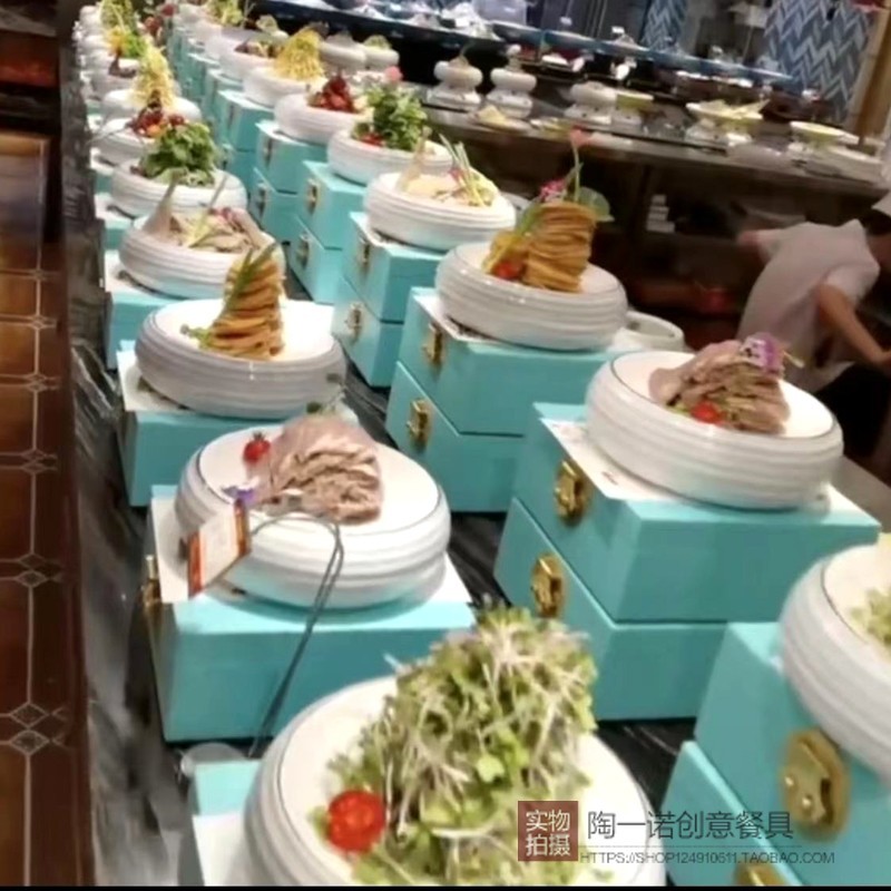 新古典方箱子意境菜展示架特色酒店明展示餐具创意酒店