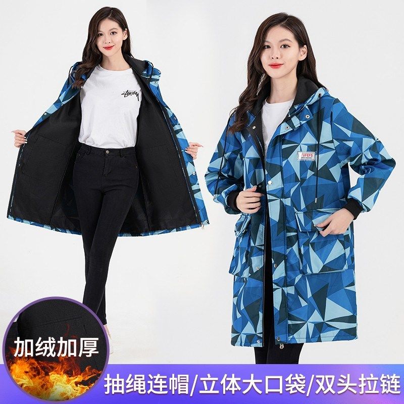 女士罩衣冬天加绒加厚加长饭店外穿全身罩衣女短款干活穿的男