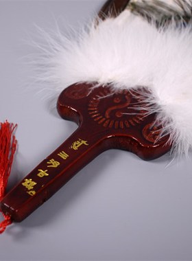 非物质文化遗产 金雕羽毛扇子 羽毛扇 黑色雕毛扇孔明扇手工艺