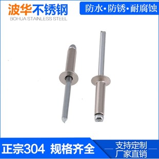 304不锈钢半钢开口型平圆头抽芯铆钉拉铆钉拉钉装 4mm 潢钉