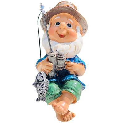 钓鱼摆件老头老翁鱼缸装饰庭院花园布置户外小水池造景鱼池微景观