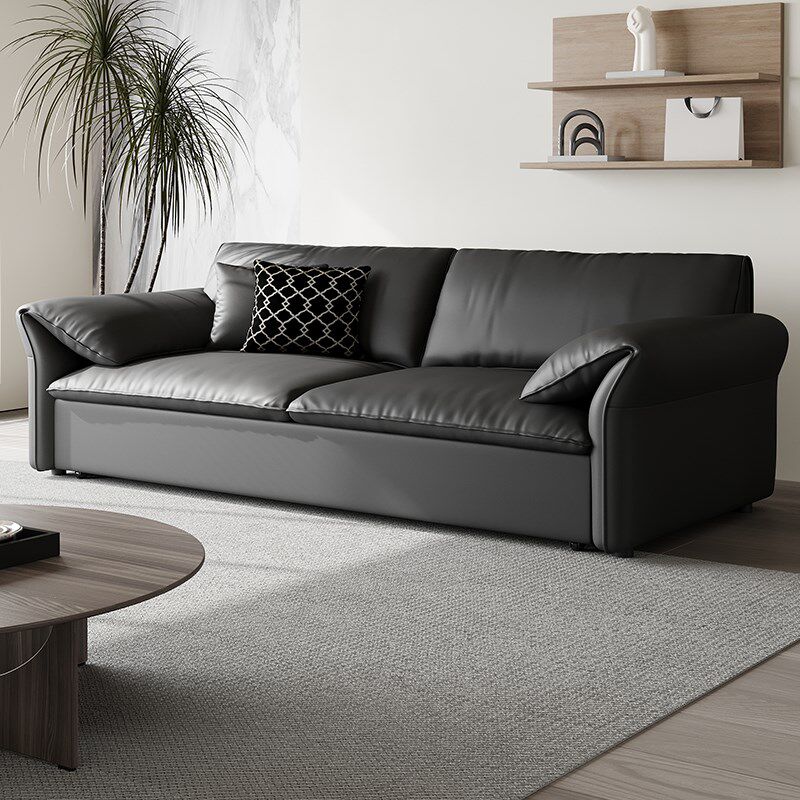 baxter大h象耳朵折叠沙发床黑色皮质两用一体多功能沙发办公室午