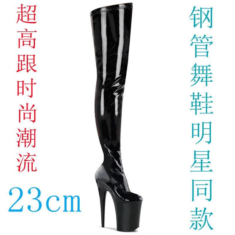 新款钢管舞女靴23厘米超高跟防水台模特跳舞长筒靴欧美.走秀演出