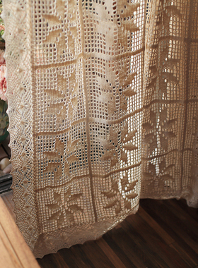 美式乡村风钩针镂空成品窗帘窗纱卧室客厅N阳台飘窗落地文艺拍摄