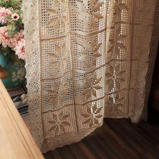 美式乡村风钩针镂空成品窗帘窗纱卧室客厅N阳台飘窗落地文艺拍摄