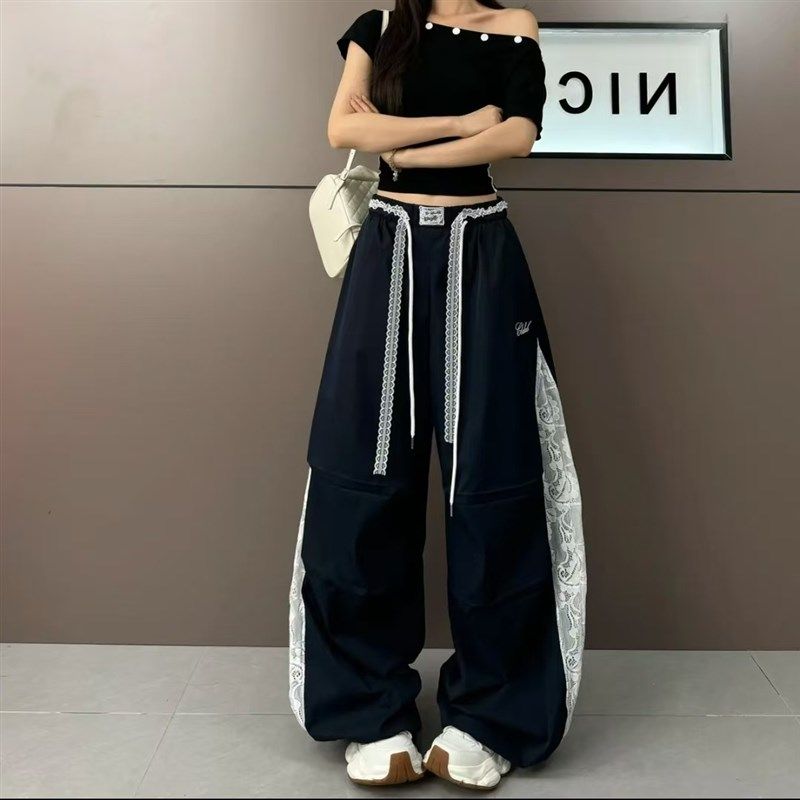 白色蕾丝阔腿裤女2025新款夏季G薄款镂空拼接宽松垂感拖地,女装/女士精品,休闲裤,淘宝优惠券,粉丝福利购,淘宝优惠卷